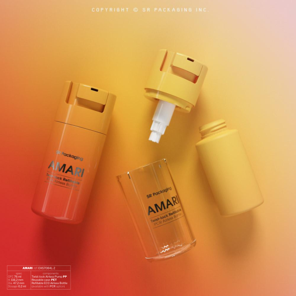 AMARI: Eco Airless Bottle features an on-off twist-lock dispenser